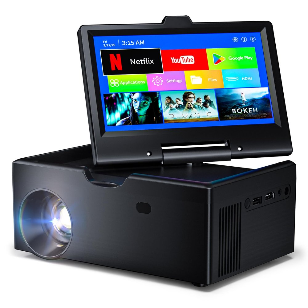 Small Smart TVMini TV with 7-inch Touchscreen,Built in Apps,Support SD,WiFi,Bluetooth,USB,HDMI InputKitchen TV Also As a Projector,Suitable for Home RVs and Outdoor Use