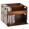 CroBlissful 4 Set Wooden DVD and CD Storage Box Cassette Tape Display Stand Holder Rack with Carrying Handle, Organizer Shelf for Movie Cases, Each Can Store up to 36 CDs and 26 DVDs (Brown) view 1