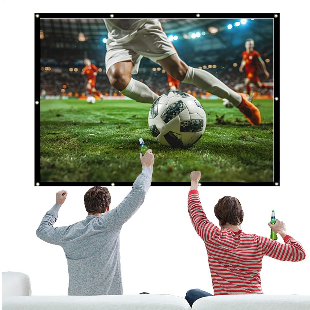 Projector Movie Screen - Weather-Resistant Polyester, Foldable Lightweight, 100 Inch Size | Portable Outdoor Cinema Screen for Camping Backyard Tablets Smartphones Commercial Projectors