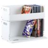 CroBlissful 2 Set Wooden DVD and CD Storage Box Cassette Tape Display Stand Holder Rack with Carrying Handle, Organizer Shelf for Movie Cases, Each Can Store up to 36 CDs and 26 DVDs (White) view 1