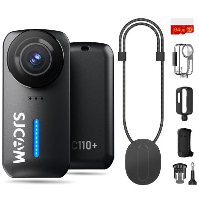 SJCAM C110Plus 64GB,Body Camera,4K Magnetic POV Camera,170 FOV Video, 6-Axis Stabilization,30M Waterproof, Wearable Body cam for Sport,Skiing,Biking,Kids Gifts,Helmet Mount,Black