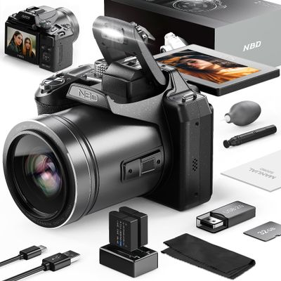 5K Digital Camera, 64MP Cameras for Photography & Video, Vlogging Camera for YouTube with 3 Flip Screen,16X Digital Zoom, WiFi & Autofocus,2 Batteries, 32GB TF Card