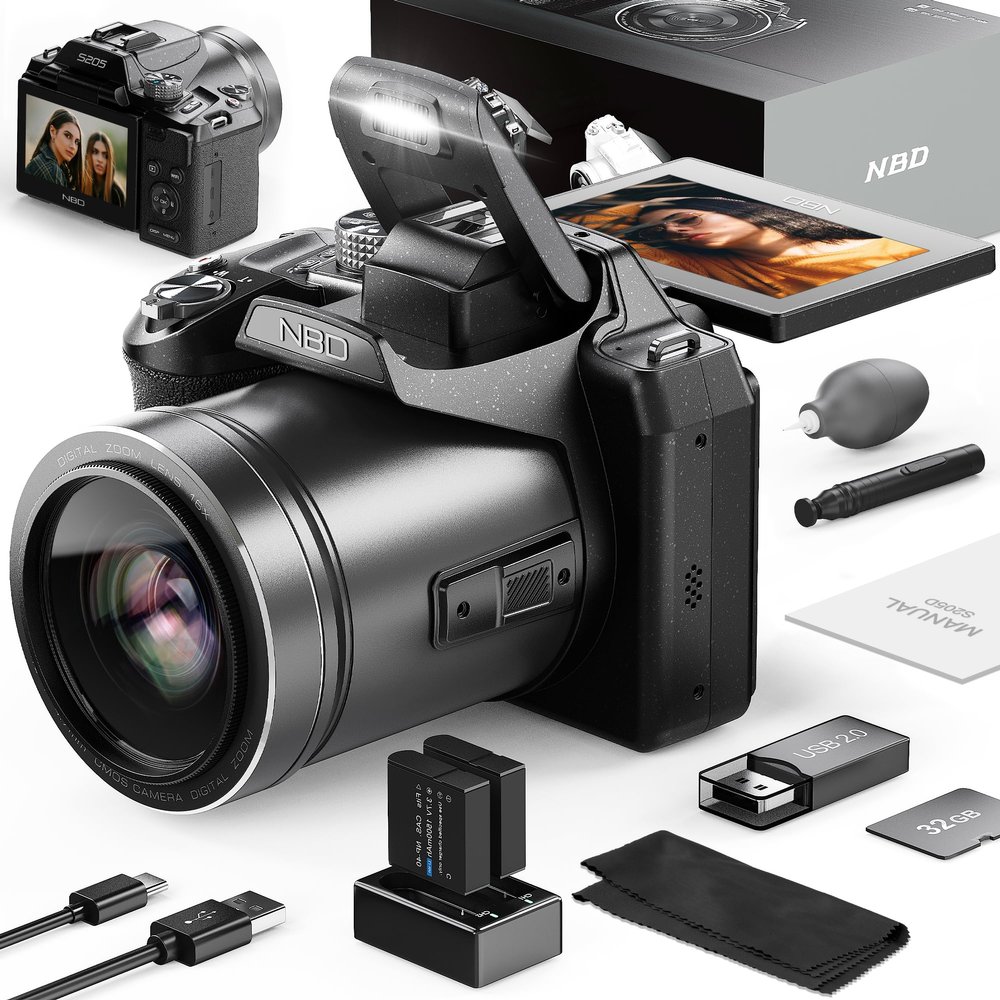 5K Digital Camera, 64MP Cameras for Photography & Video, Vlogging Camera for YouTube with 3 Flip Screen,16X Digital Zoom, WiFi & Autofocus,2 Batteries, 32GB TF Card