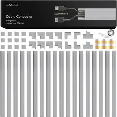 EVEO Cord Hider - 300 Cord Cover Wall Cable Hider, Cable Concealer, Wire Hiders for TV on Wall. Cable Management, Cord Hider Cable Raceway Wire Covers for Cords (Grey, Medium)