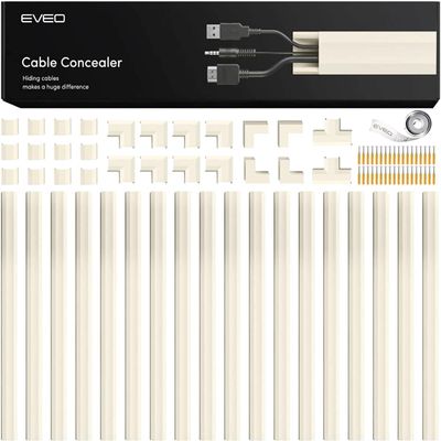 EVEO Cord Hider - 300 Cord Cover Wall Cable Hider, Cable Concealer, Wire Hiders for TV on Wall. Cable Management, Cord Hider Cable Raceway Wire Covers for Cords (Beige, Medium)
