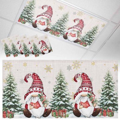 4 Pack 4 x 2 Feet Fluorescent Light Covers for Ceiling Lights Classroom, Magnetic Light Covers Filter for Office School Drop Home Decor, Christmas Jam Winter 3