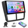 Hikity 4+128G Android 15 Car Stereo for Subaru Forester Impreza WRX STI 2008-2012, 9 Touchscreen Radio with CarPlay, Android Auto, Bluetooth, GPS Navigation, WiFi, DSP, FM, RDS + AHD Backup Camera view 1