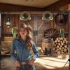 10x6.5FT Western Cowboy Backdrop Banner Boots On The Ground Decorations Wild West Rustic Wooden Barn House Photography Background for Western Party Decoration Rodeo BackdropReusable view 2