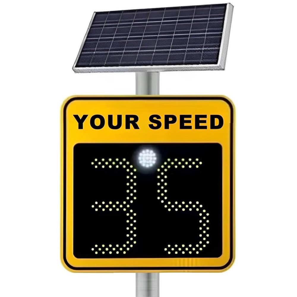 LED Speed Display Radar Traffic Sign,Solar Speed Radar Feedback Sign, Road Safety Speed Limit Detector, Radar Speed Sign (50x70)