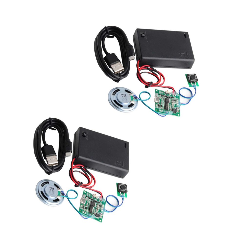 2PCS 8MB Programmable Voice Recordable Chip with Speaker - USB Downloadable MP3/WAV Player Board for DIY Audio Projects: Greeting Cards, Music Box, Gift Toys