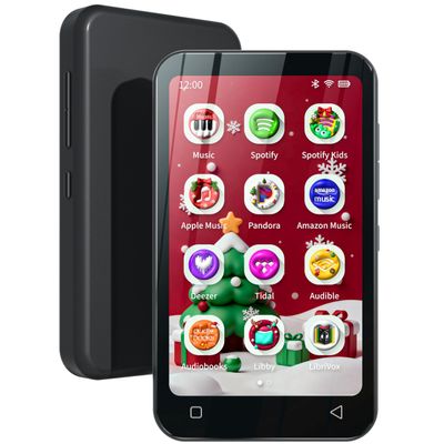 80GB Kids MP3 Player with Bluetooth and WiFi, Parental Controls, Pre-Installed Spotify, Spotify Kids, Audible, TIMMKOO 4" MP4 Player Up to 1TB (Black)