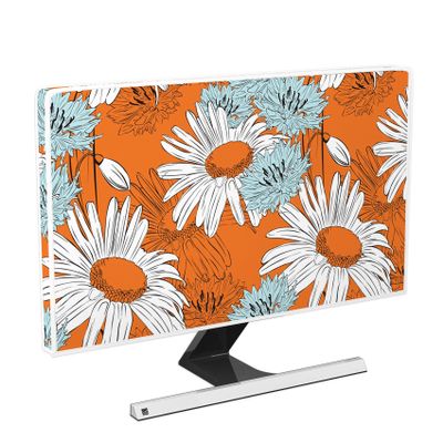 Baocicco Waterproof 32 Inch Anti-Static Dustproof LCD/LED/HD Panel Case Screen TV Covers Sleeve Compatible with Screen 32 Inch TV LED LCD OLED,White Flowers Floral Sunflowers Orange