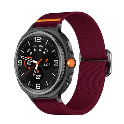Nylon Bands Compatible with Samsung Galaxy Watch 8 Elastic Adjustable Strap Breathable Braided Wristband for Galaxy Watch 8 Smartwatch (Wine Red)
