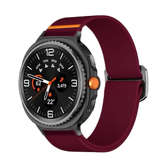 Nylon Bands Compatible with Samsung Galaxy Watch 8 Elastic Adjustable Strap Breathable Braided Wristband for Galaxy Watch 8 Smartwatch (Wine Red)
