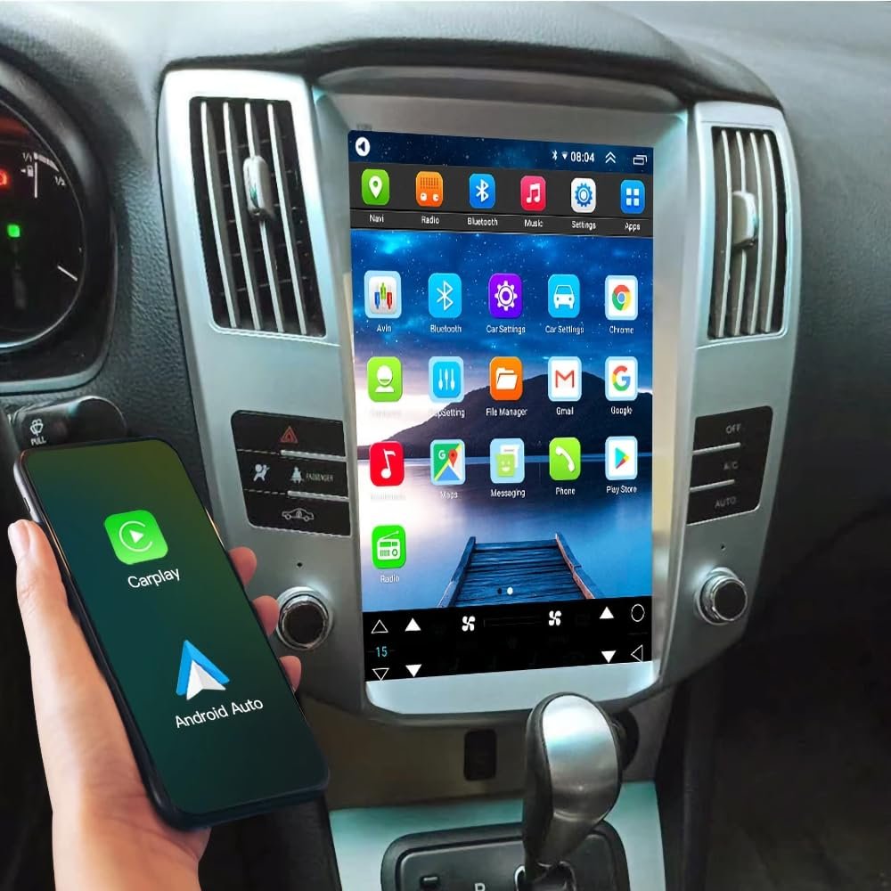 12.8" Carplay Screen for Lexus RX300 RX330 RX350 RX400 2004-2008 Years System, Android Auto Car Stereo Multimedia Car Radio Receiver, 1280 * 800 HD