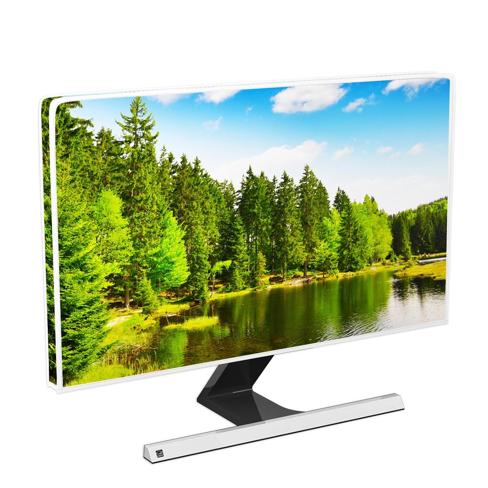 Baocicco Green Forest Lake Waterproof Screen TV Cover 32 Inch Rustic Trees Nature View Full Body Cover for Television Screen LED LCD OLED TVs Anti-Static Anti-Scratch Dustproof Protective