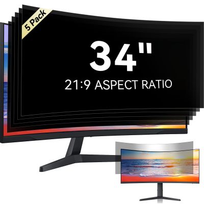 [5-Pack] 34 Inch Computer Privacy Screen for 21:9 Widescreen Monitor, Anti Glare Anti-UV Eye Protection Desktop PC LED Monitor Filter, Removable Anti-Scratch Screen Film 34in