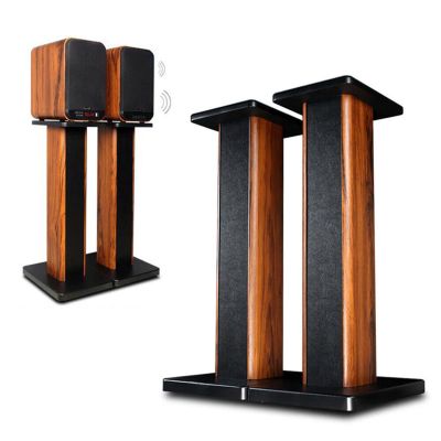 34 Inch Bookshelf Speaker Stands Wood Column Home Theater Speaker Bookshelf with Isolation Pads, Sand-Fillable, Enhanced Audio Listening Experience for Home Theaters 1Pair