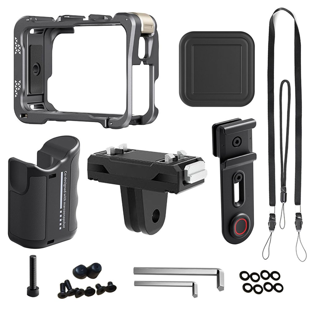 Gugxiom Street Photography Handle for Ace Pro 2, Pro, Ace Accessories, Aluminum Alloy Camera Cage, Lens Cap, Quick Relase Magnetic Mount
