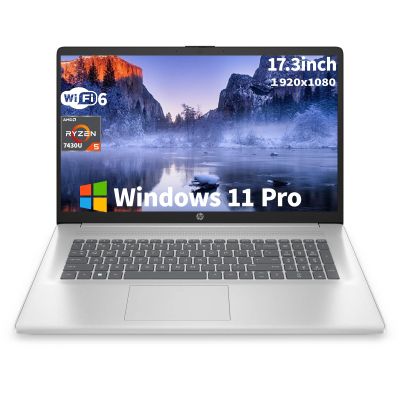 HP 17.3inch Business Laptop Computer - AMD Ryzen 5 7430U 6-Core (4.3GHz), FHD IPS Anti-Glare, AMD Radeon Graphics, Wi-Fi6, Copilot AI, Win 11 Pro, w/Accessories(16GB RAM | 512 GB SSD)