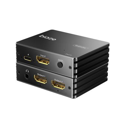 8K HDMI Splitter 1 in 2 Out - 60Hz, Supports 4K@120Hz HDR, Dolby/DTS, EDID, HDCP 2.3 for PS5, Xbox, NVIDIA - 3.5mm Audio Extraction, Type-C Power Input