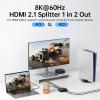 8K HDMI Splitter 1 in 2 Out - 60Hz, Supports 4K@120Hz HDR, Dolby/DTS, EDID, HDCP 2.3 for PS5, Xbox, NVIDIA - 3.5mm Audio Extraction, Type-C Power Input view 2