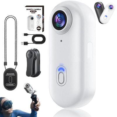 4S Body Camera, 2025 New 1080P/4K POV Camera, 256G Thumb Cameras, with Ip68 Waterproof Wearable Action Mini Cam, for Pet Walking & Outdoors Activities (4K White-A,32G)
