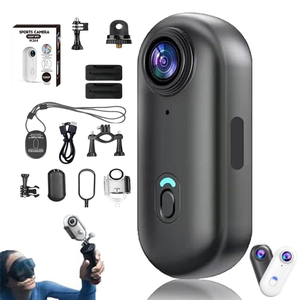 4S Body Camera, 2025 New 1080P/4K POV Camera, 256G Thumb Cameras, with Ip68 Waterproof Wearable Action Mini Cam, for Pet Walking & Outdoors Activities (1080P Black-B,0G)