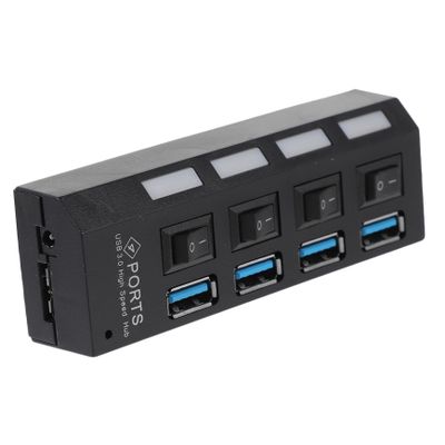 DOITOOL Port Hub with Independent High Speed Chip USB Concentrator for Computers Overload Protection No Driver Needed Black with US Plug