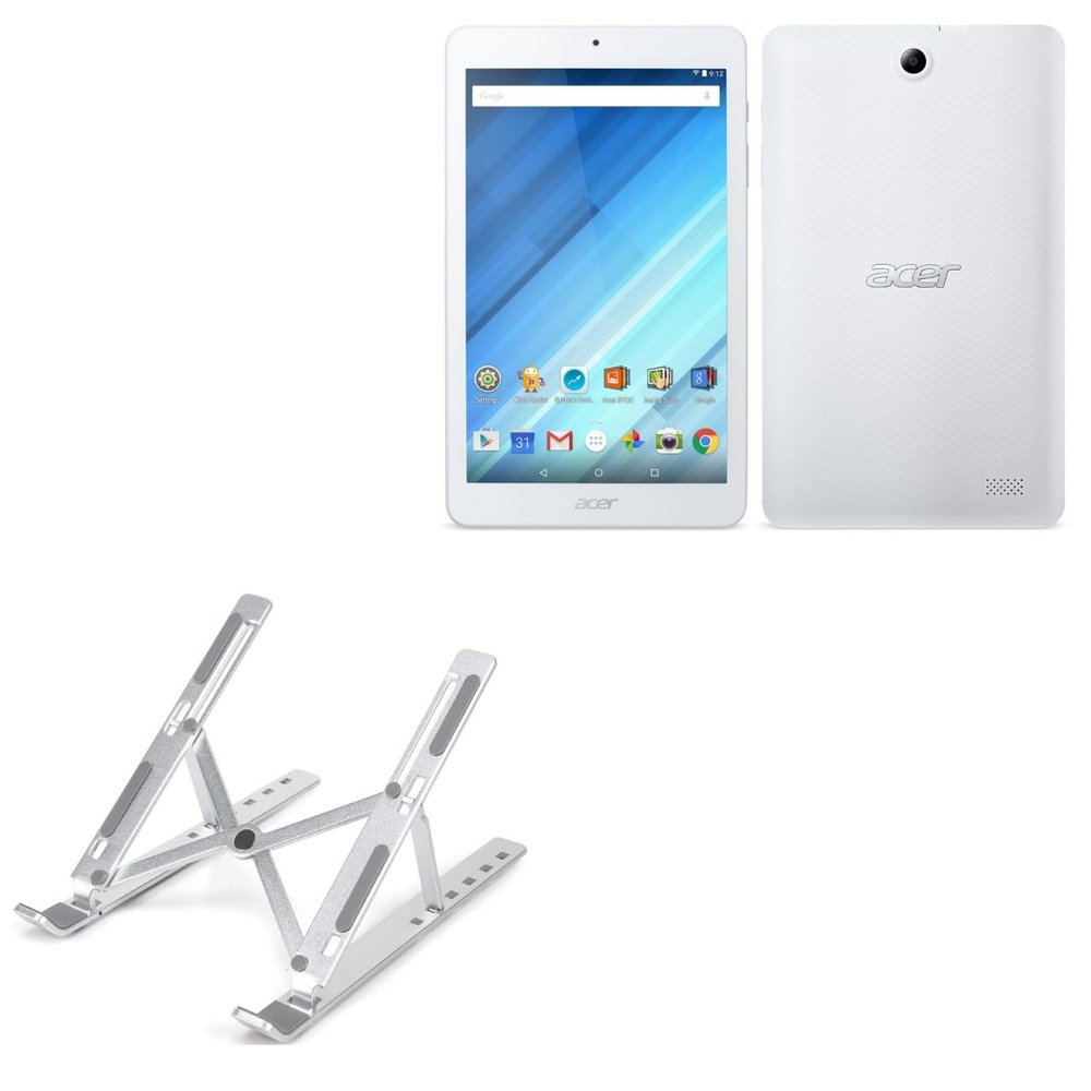 BoxWave Stand and Mount Compatible with Acer Iconia One 8 (B1-870) - Compact QuickSwitch Stand, Portable Multi Angle Viewing Foldable Riser - Metallic Silver