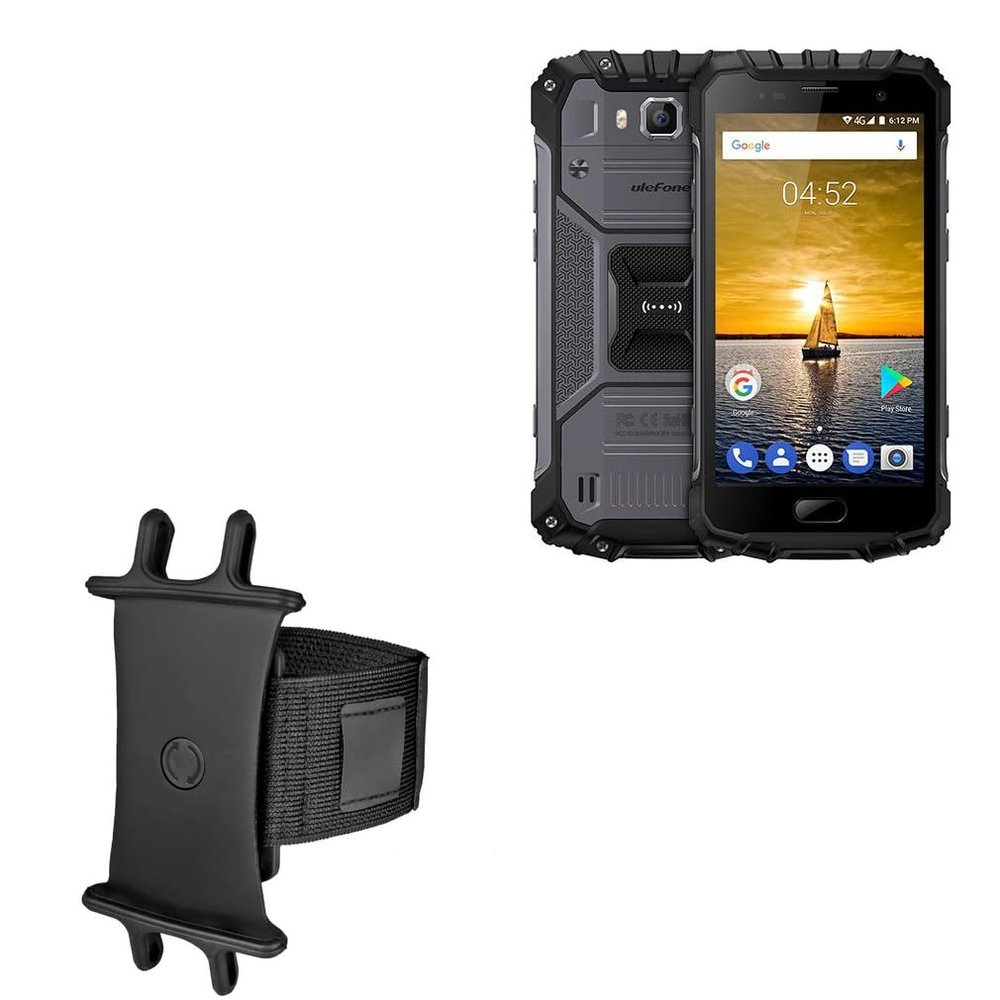 BoxWave Holster Compatible with Ulefone Armor 2 - ActiveStretch Sport Armband, Adjustable Armband for Workout and Running - Jet Black
