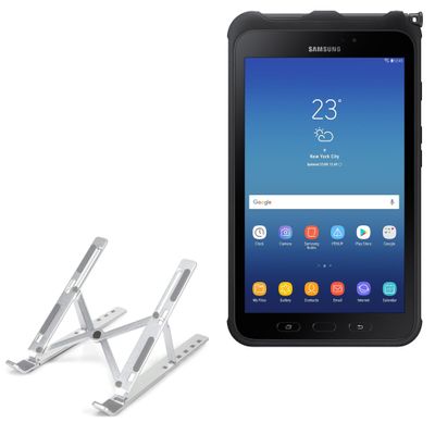 BoxWave Stand and Mount Compatible with Samsung Galaxy Tab Active 2 Wi-Fi - Compact QuickSwitch Stand, Portable Multi Angle Viewing Foldable Riser - Metallic Silver