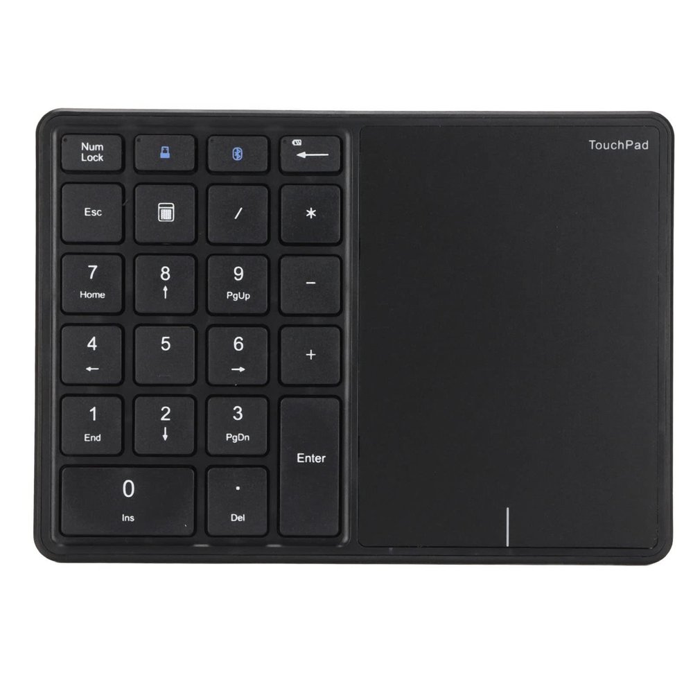 FAUOSWUK Numeric Keypad, BT5.0 and 2.4G 22 Key Wireless Numeric Keypad with Type C Interface and Touch Screen Portable Wireless Number Pad Plug and Play (Black)