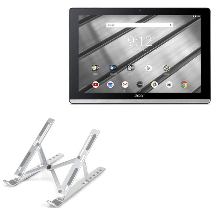 BoxWave Stand and Mount Compatible with Acer Iconia One 10 B3-A50 - Compact QuickSwitch Stand, Portable Multi Angle Viewing Foldable Riser - Metallic Silver