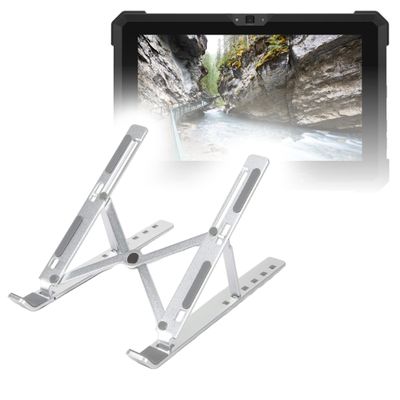 BoxWave Stand and Mount Compatible with Dell Latitude 7212 Rugged Extreme Tablet - Compact QuickSwitch Stand, Portable Multi Angle Viewing Foldable Riser - Metallic Silver