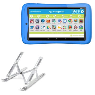 BoxWave Stand and Mount Compatible with Kurio Tab Connect - Compact QuickSwitch Stand, Portable Multi Angle Viewing Foldable Riser - Metallic Silver