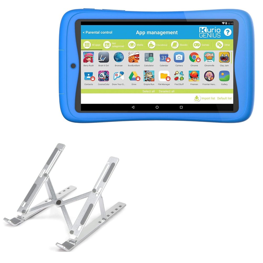 BoxWave Stand and Mount Compatible with Kurio Tab Connect - Compact QuickSwitch Stand, Portable Multi Angle Viewing Foldable Riser - Metallic Silver