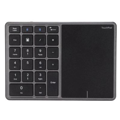 FAUOSWUK Numeric Keypad, BT5.0 and 2.4G 22 Key Wireless Numeric Keypad with Type C Interface and Touch Screen Portable Wireless Number Pad Plug and Play (Grey)