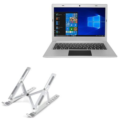BoxWave Stand and Mount Compatible with EVOO Ultra Thin Laptop (12.5 in) - Compact QuickSwitch Stand, Portable Multi Angle Viewing Foldable Riser - Metallic Silver