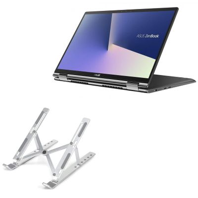 BoxWave Stand and Mount Compatible with ASUS ZenBook Flip 13 UX362FA - Compact QuickSwitch Stand, Portable Multi Angle Viewing Foldable Riser - Metallic Silver