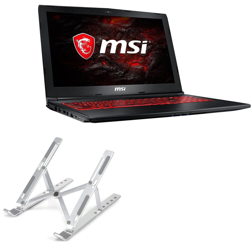 BoxWave Stand and Mount Compatible with MSI GL62MVR - Compact QuickSwitch Stand, Portable Multi Angle Viewing Foldable Riser - Metallic Silver