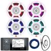 Great 16-25' Bay Boat Audio System: Bluetooth Stereo Radio Digital Media Marine Receiver Bundle Combo with 4X 8 500W Peak OEM Replacement 3-Way White RGB LED Speakers, Speaker Wire, Antenna view 1