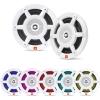 Great 16-25' Bay Boat Audio System: Bluetooth Stereo Radio Digital Media Marine Receiver Bundle Combo with 4X 8 500W Peak OEM Replacement 3-Way White RGB LED Speakers, Speaker Wire, Antenna view 3