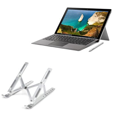 BoxWave Stand and Mount Compatible with Voyo i7 - Compact QuickSwitch Stand, Portable Multi Angle Viewing Foldable Riser - Metallic Silver