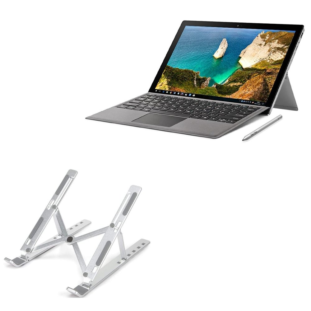 BoxWave Stand and Mount Compatible with Voyo i7 - Compact QuickSwitch Stand, Portable Multi Angle Viewing Foldable Riser - Metallic Silver