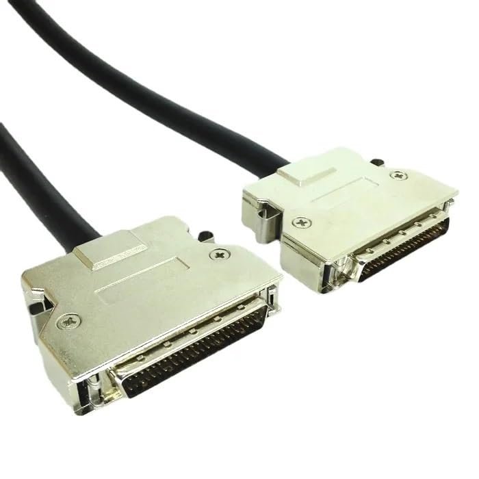 QQEURZSF SCSI DB50 Male Data Extension Cable 50Pin Iron Shell Hook Type Silver Adapter 0.5m 1.5m(1.5m)