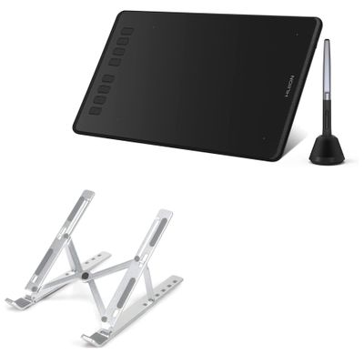 BoxWave Stand and Mount Compatible with Huion Inspiroy H950P - Compact QuickSwitch Stand, Portable Multi Angle Viewing Foldable Riser - Metallic Silver
