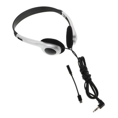 SEWACC Retro Ear Wired Headphones with Inline Controls for Students and Comfortable Fit with Vintage Silver Spray Finish Compatible with Computers Phones Tablets for Classroom and Library