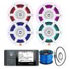 Great 16-25' Bay Boat Audio System: Bluetooth Stereo Radio Digital Media Marine Receiver Bundle Combo with 4X 8 375W Max OEM Replacement High-Performance Speakers, Speaker Wire, Antenna (White) view 1