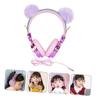 OSALADI Over Ear Headphones with Microphone for Boys Adjustable Volume Limiting Wired Headset with Plug Compatible with Smartphone Tablet Computer Purple Rhinestone Furry Ball Design view 4